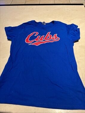 Chicago Cubs Blue women’s ' T‑Shirt with Red Logo
